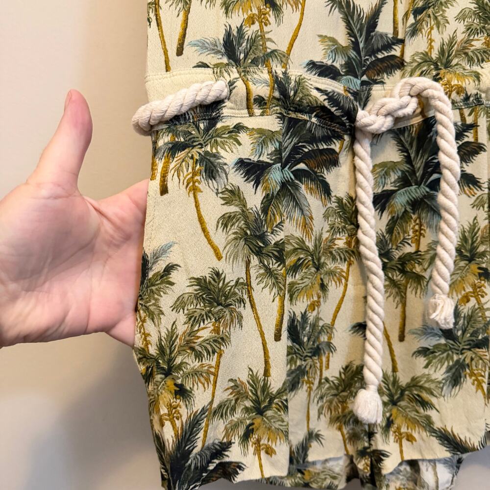 My Sunday Morning Romper M/L Green Beach Tropical Palm Tree Summer Vacation Boho - Picture 9 of 11